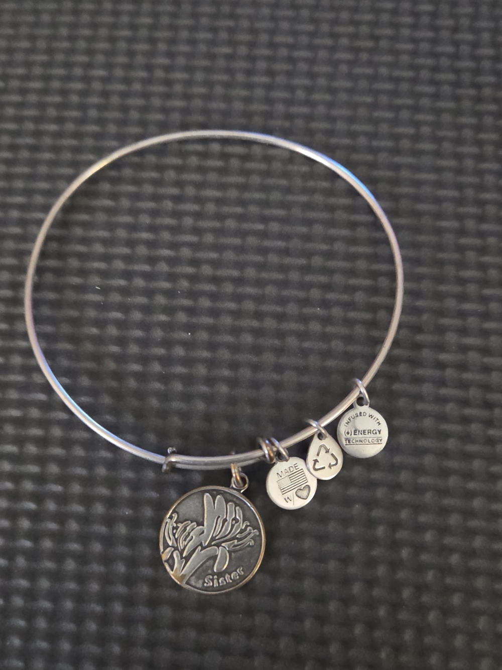 Alex and Ani Silver Sisters Charm Bangle Bracelet